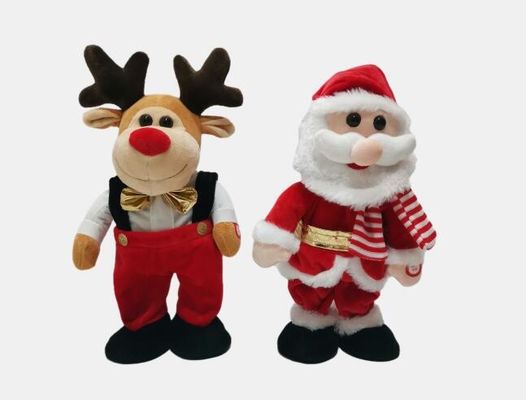 Santa And Reindeer Wiggly ballante di canto 32cm con il cotone dei pp dentro