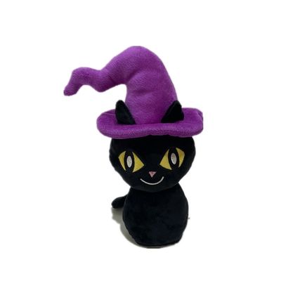 20cm Halloween che parla gatto nero con il cappello porpora che registra giocattolo farcito