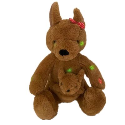 Bambino Brown Fuzzy Plush Kangaroo Toy sveglio 30 cm con le luci e la ninnananna del LED