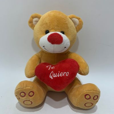 Orso giallo della peluche di 20 cm con l'elemento sveglio della peluche dei giocattoli rossi del cuore per il San Valentino