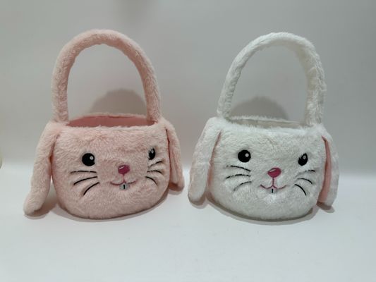 150mm 4&quot; Pasqua bianca Bunny Stuffed Animal Rabbit Plush Toy With Basket e di rosa