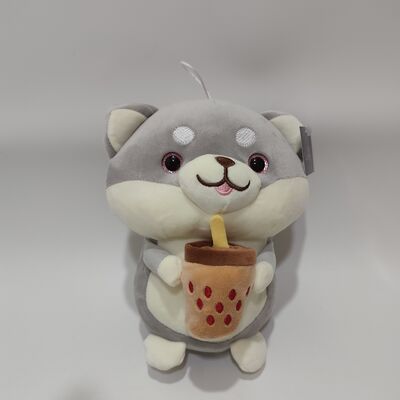 Peluche Shiba Inu Super Morbido e Soffice da 20cm con Tazza di Bubble Tea da Abbracciare