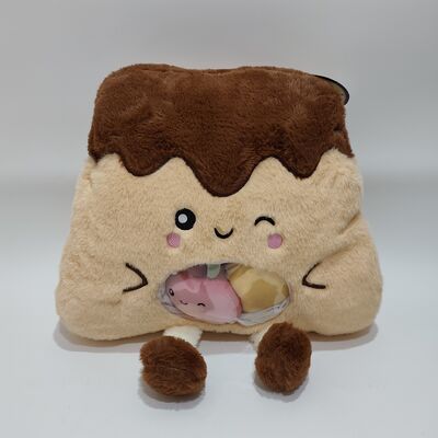 Dolce cuscino di budino di frutta in PVC trasparente con mini frutti colorati all'interno