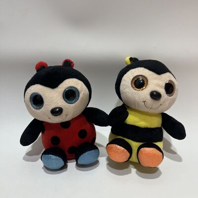 Sparkling Eyes Ladybug and Bee Plush Toy Red Yellow Options Cute Insect Doll Cognitive Toy for Kids