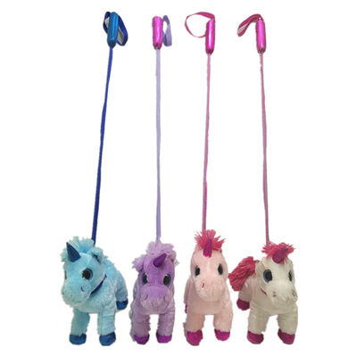 rosa di camminata Unicorn Stuffed Animals di canto di 7.87in &amp; giocattoli della peluche con il bastone ritrattabile