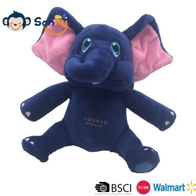 giocattolo blu molle dell'elefante del bambino della peluche di 20cm con le orecchie rosa per divertimento domestico della famiglia &amp; della decorazione