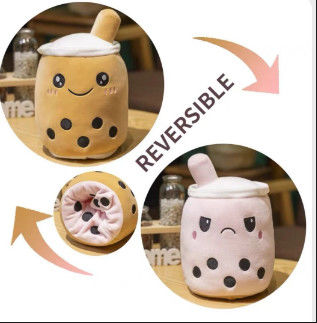 Logo personalizzato doppio lato colore reversibile tazza di tè latte giocattolo di peluche