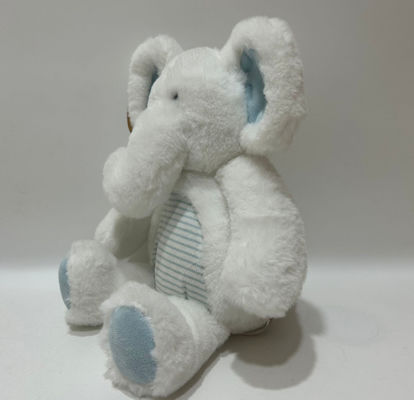 Fabbrica all'ingrosso può personalizzare giocattoli di peluche per piccoli elefanti con carta a sonagli