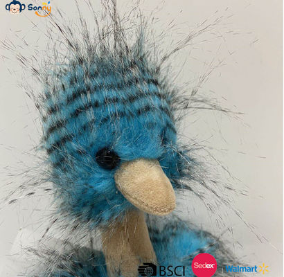 OEM Fabbrica all'ingrosso Custom Blu Peacock pelusa struzzo giocattoli di peluche regalo animale farcito
