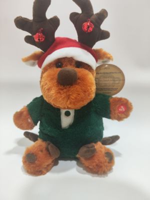 Bambini regalo di Natale Cervo divertente con piede tremante e canto giocattolo di peluche giocattolo elettronico
