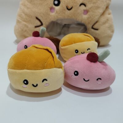 Dolce cuscino di budino di frutta in PVC trasparente con mini frutti colorati all'interno