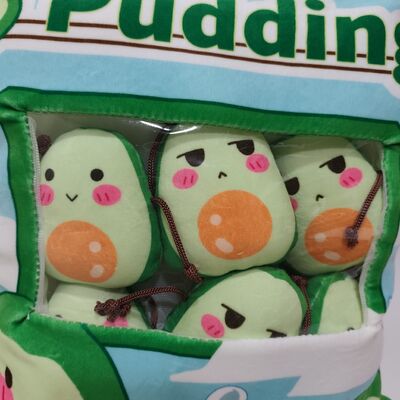 Cuscino trasparente in PVC a forma di avocado per budino con simpatico ripieno di avocado