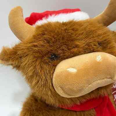 Canto e danza Natale Highland Cow Plush Toy Musical Animato Animali farcito Natale Highland Cow Bambola