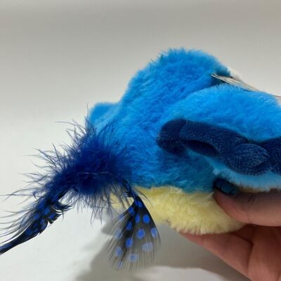 Peluche Blu di Uccello Cicciotto con Suono Spremere per Cinguettare Divertente Uccello di Peluche Giocattolo Interattivo per Alleviare lo Stress