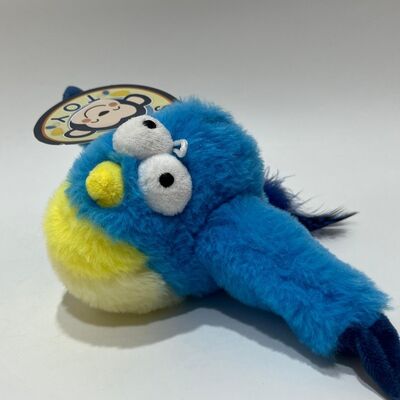 Peluche Blu di Uccello Cicciotto con Suono Spremere per Cinguettare Divertente Uccello di Peluche Giocattolo Interattivo per Alleviare lo Stress