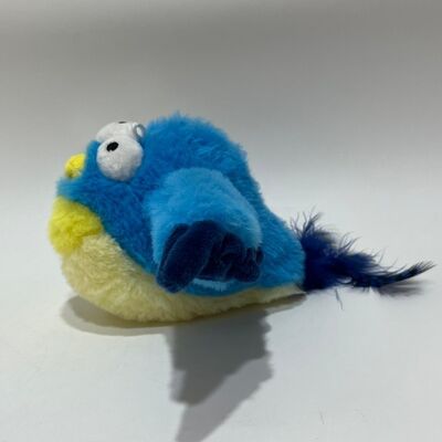 Peluche Blu di Uccello Cicciotto con Suono Spremere per Cinguettare Divertente Uccello di Peluche Giocattolo Interattivo per Alleviare lo Stress