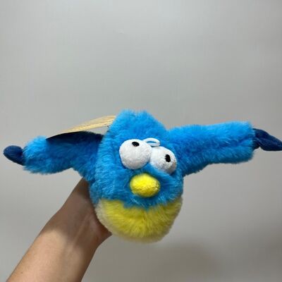 Peluche Blu di Uccello Cicciotto con Suono Spremere per Cinguettare Divertente Uccello di Peluche Giocattolo Interattivo per Alleviare lo Stress