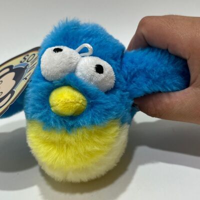 Peluche Blu di Uccello Cicciotto con Suono Spremere per Cinguettare Divertente Uccello di Peluche Giocattolo Interattivo per Alleviare lo Stress