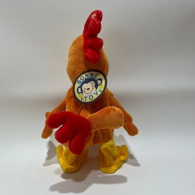 Giallo pollo a capelli lunghi giocattolo di peluche con colletto-tirare clacking cantare e ballare Bambola di gallo divertente giocattolo di sollievo dallo stress interattivo