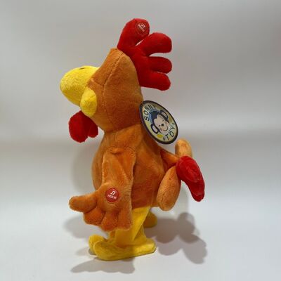 Giallo pollo a capelli lunghi giocattolo di peluche con colletto-tirare clacking cantare e ballare Bambola di gallo divertente giocattolo di sollievo dallo stress interattivo