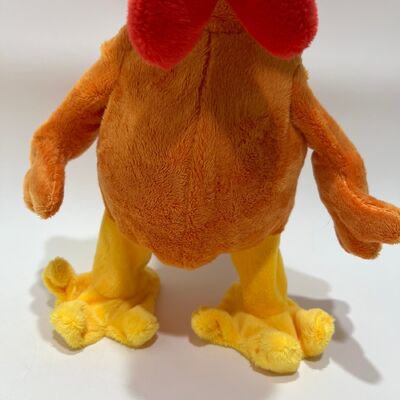 Giallo pollo a capelli lunghi giocattolo di peluche con colletto-tirare clacking cantare e ballare Bambola di gallo divertente giocattolo di sollievo dallo stress interattivo