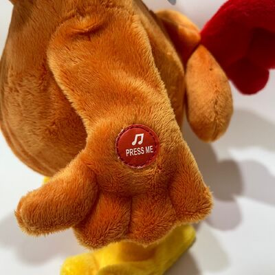 Giallo pollo a capelli lunghi giocattolo di peluche con colletto-tirare clacking cantare e ballare Bambola di gallo divertente giocattolo di sollievo dallo stress interattivo