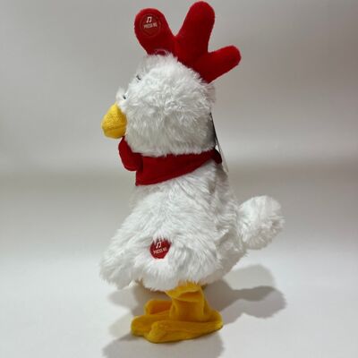 Peluche di pollo bianco con collo estraibile, chioccia, canto e ballo, divertente bambola di gallo, giocattolo interattivo per alleviare lo stress