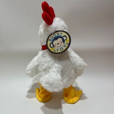 Peluche di pollo bianco con collo estraibile, chioccia, canto e ballo, divertente bambola di gallo, giocattolo interattivo per alleviare lo stress