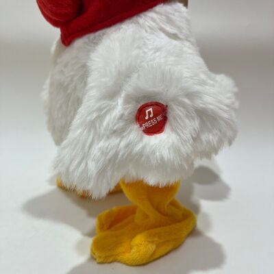 Peluche di pollo bianco con collo estraibile, chioccia, canto e ballo, divertente bambola di gallo, giocattolo interattivo per alleviare lo stress