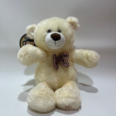 Orso di peluche interattivo che canta e batte le mani, orsacchiotto classico con papillon a quadri, animale di peluche