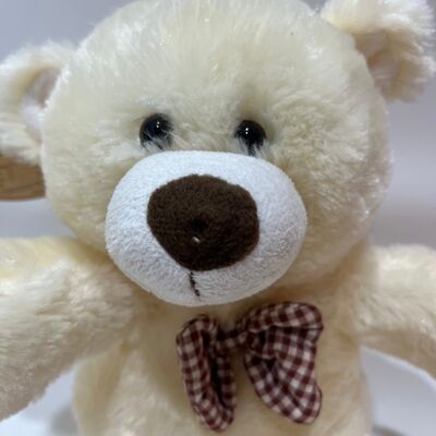 Orso di peluche interattivo che canta e batte le mani, orsacchiotto classico con papillon a quadri, animale di peluche