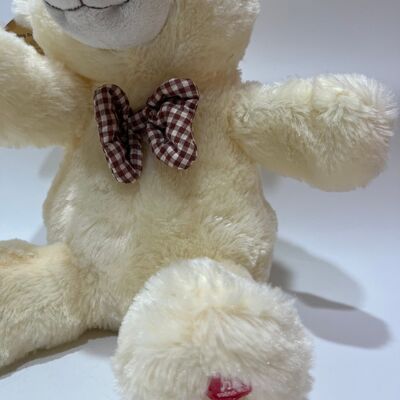 Orso di peluche interattivo che canta e batte le mani, orsacchiotto classico con papillon a quadri, animale di peluche