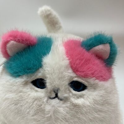 Blinking Purring Pluffy Cat Plush Toy Cute Meowing Interattivo Gattino Rosa Teal Long Hair Stress Relief Companion