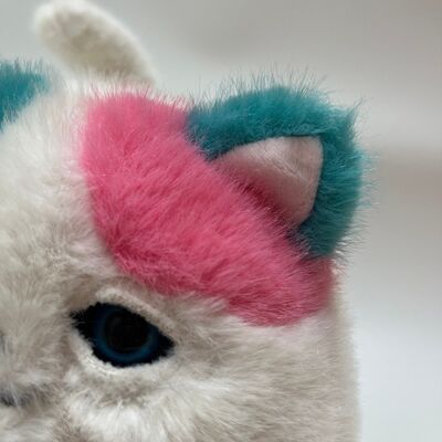 Blinking Purring Pluffy Cat Plush Toy Cute Meowing Interattivo Gattino Rosa Teal Long Hair Stress Relief Companion