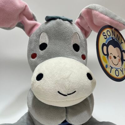 Interattivo Peek-a-Boo Asino giocattolo di peluche con voce e funzione musicale