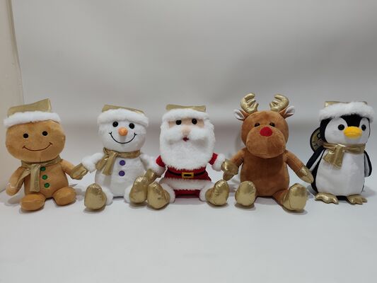 5 Assortiti Peluche Natalizi Dorati Morbidi Peluche Collezione Festiva