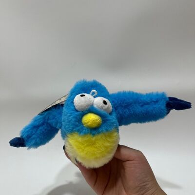 Peluche Blu di Uccello Cicciotto con Suono Spremere per Cinguettare Divertente Uccello di Peluche Giocattolo Interattivo per Alleviare lo Stress