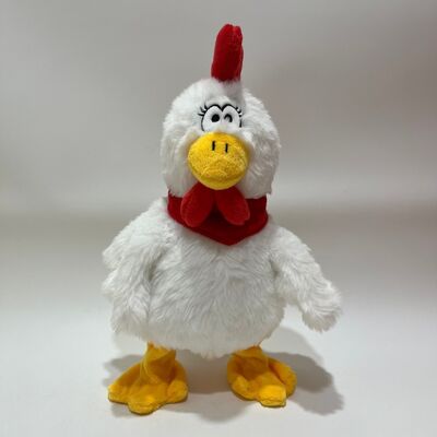 Peluche di pollo bianco con collo estraibile, chioccia, canto e ballo, divertente bambola di gallo, giocattolo interattivo per alleviare lo stress